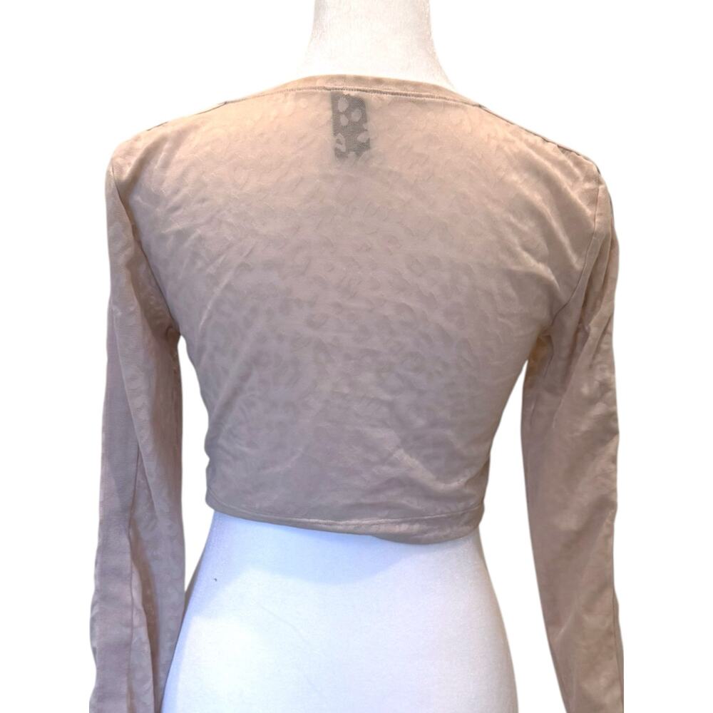 VICTORIA'S SECRET Blush Leopard Mesh Full Zip Cropped Long Sleeve Top Small EUC - Picture 4 of 5